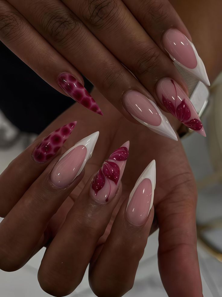 Dreamy Christmas nail, Custom Hand paint Acrylic nails,3D Press On Nail, Pink Nails ,Press On Nails Short,Almond Nails ,French